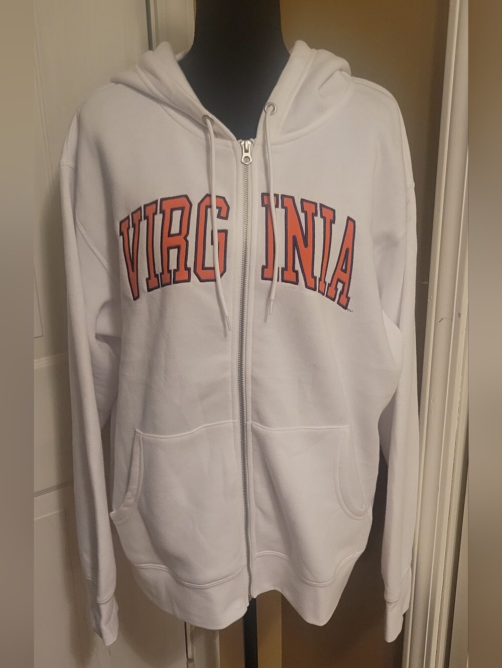 Women's Virginia Hooded White Zip-Up Sweatshirt, NWOT